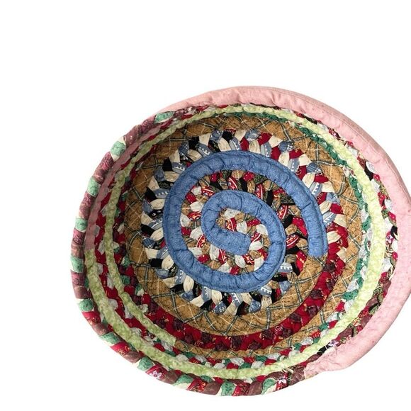 Handmade Multicolor Fabric Bowl Basket Set of 3 - Picture 4 of 6